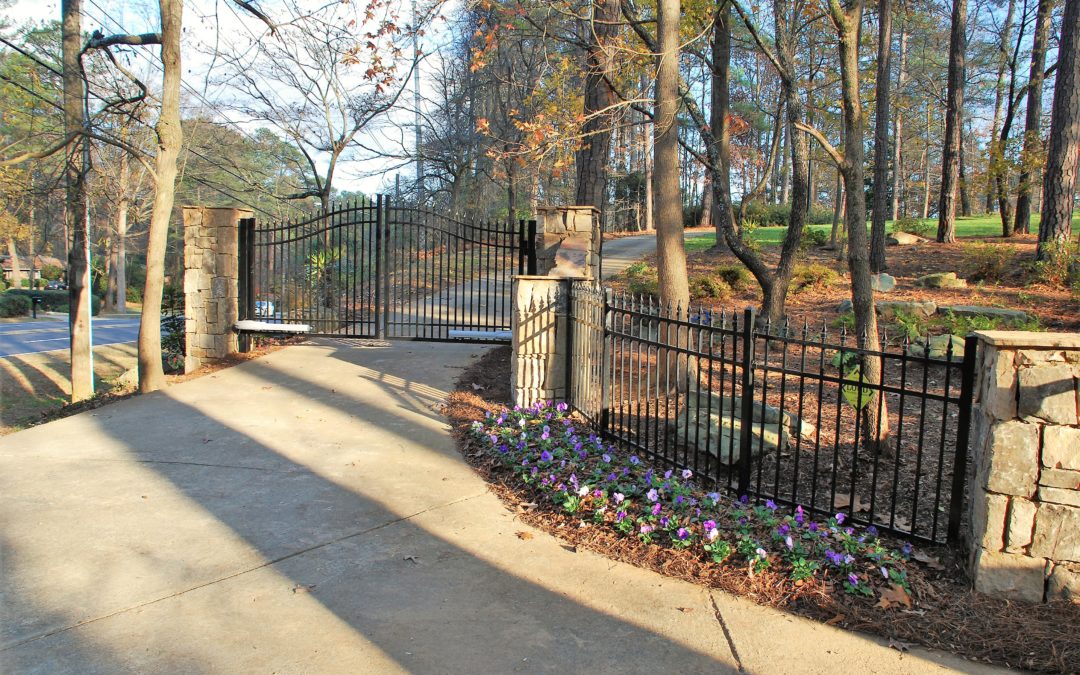 Stone Column Wall Driveway Automatic Gate